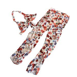 Shein NWT 2-piece floral halter top and split pants set, multi, size M